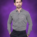 Classic Grey Patterned Button-Down Shirt