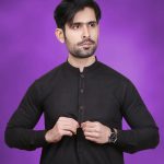 Elegant Black Kurta with Embellished Collar