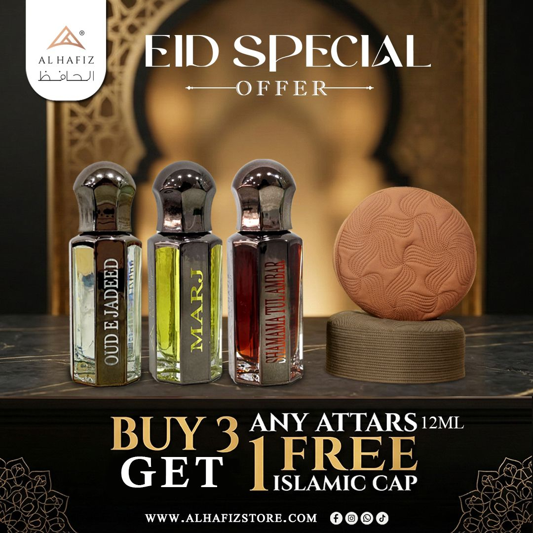Eid offer buy 3 attars get free prayer cap