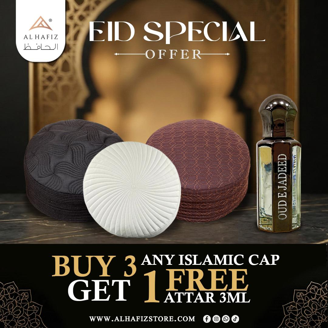 Buy 3 koofi caps get free attar Eid deal