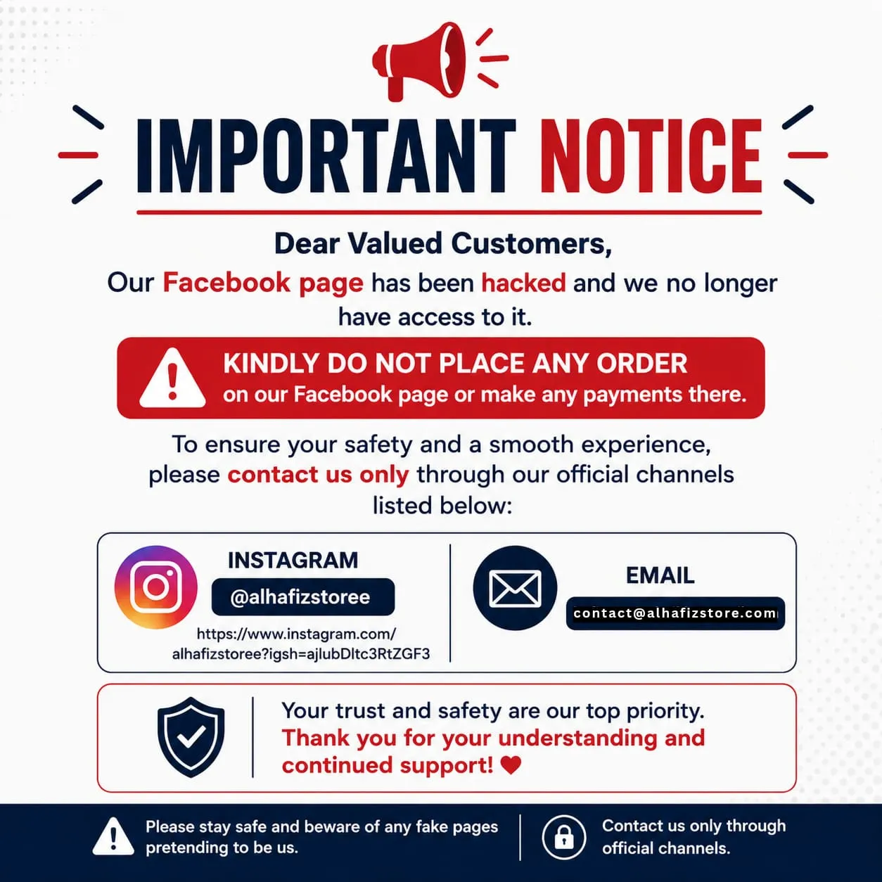 Important Notice - AL HAFIZ Store